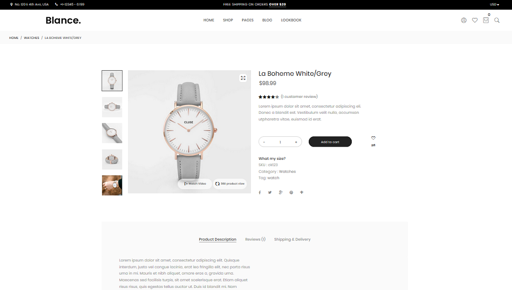 Blance Homepage Example