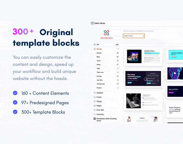 Zahar Blocks Library - The Fastest Way to Build Websites
