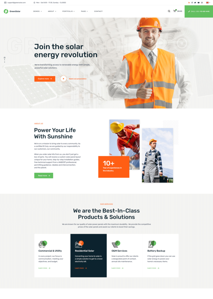 GreenSolar - Alternative & Renewable Energy WordPress Theme